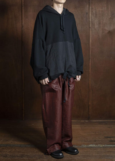 JAN-JAN VAN ESSCHE TROUSERS#88 LOOSE FIT, SINGLE PLEATED TROUSERS Shuliang Silk Padded Oxblood
