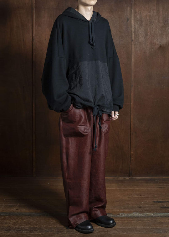 JAN-JAN VAN ESSCHE TROUSERS#88 LOOSE FIT, SINGLE PLEATED TROUSERS Shuliang Silk Padded Oxblood