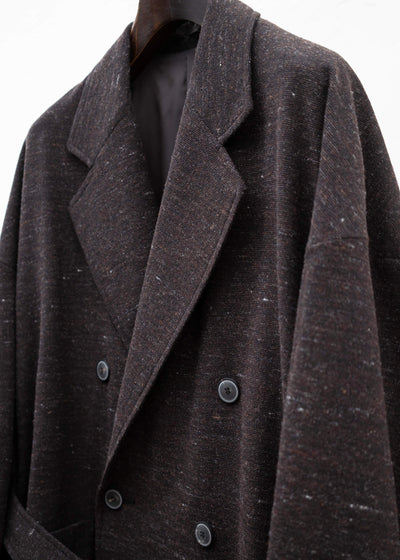 YOKO SAKAMOTO TWEED DOUBLE BREASTED COAT / BROWN