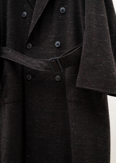 YOKO SAKAMOTO TWEED DOUBLE BREASTED COAT / BROWN