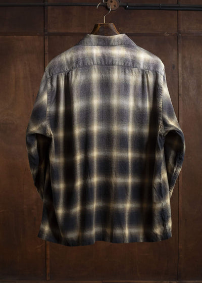 Taiga Takahashi Lot.101 Open Collar Shirt BLEACHED BEIGE PLAID