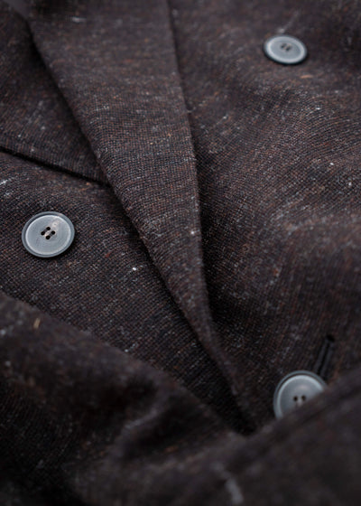 YOKO SAKAMOTO TWEED DOUBLE BREASTED COAT / BROWN