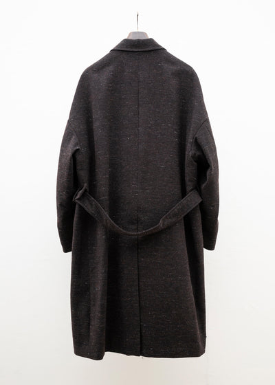 YOKO SAKAMOTO TWEED DOUBLE BREASTED COAT / BROWN