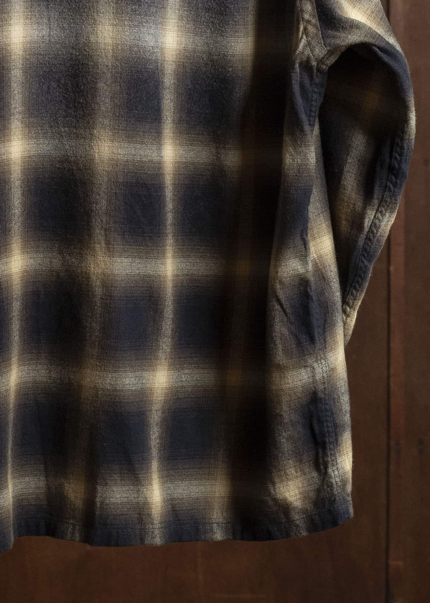 Taiga Takahashi Lot.101 Open Collar Shirt BLEACHED BEIGE PLAID