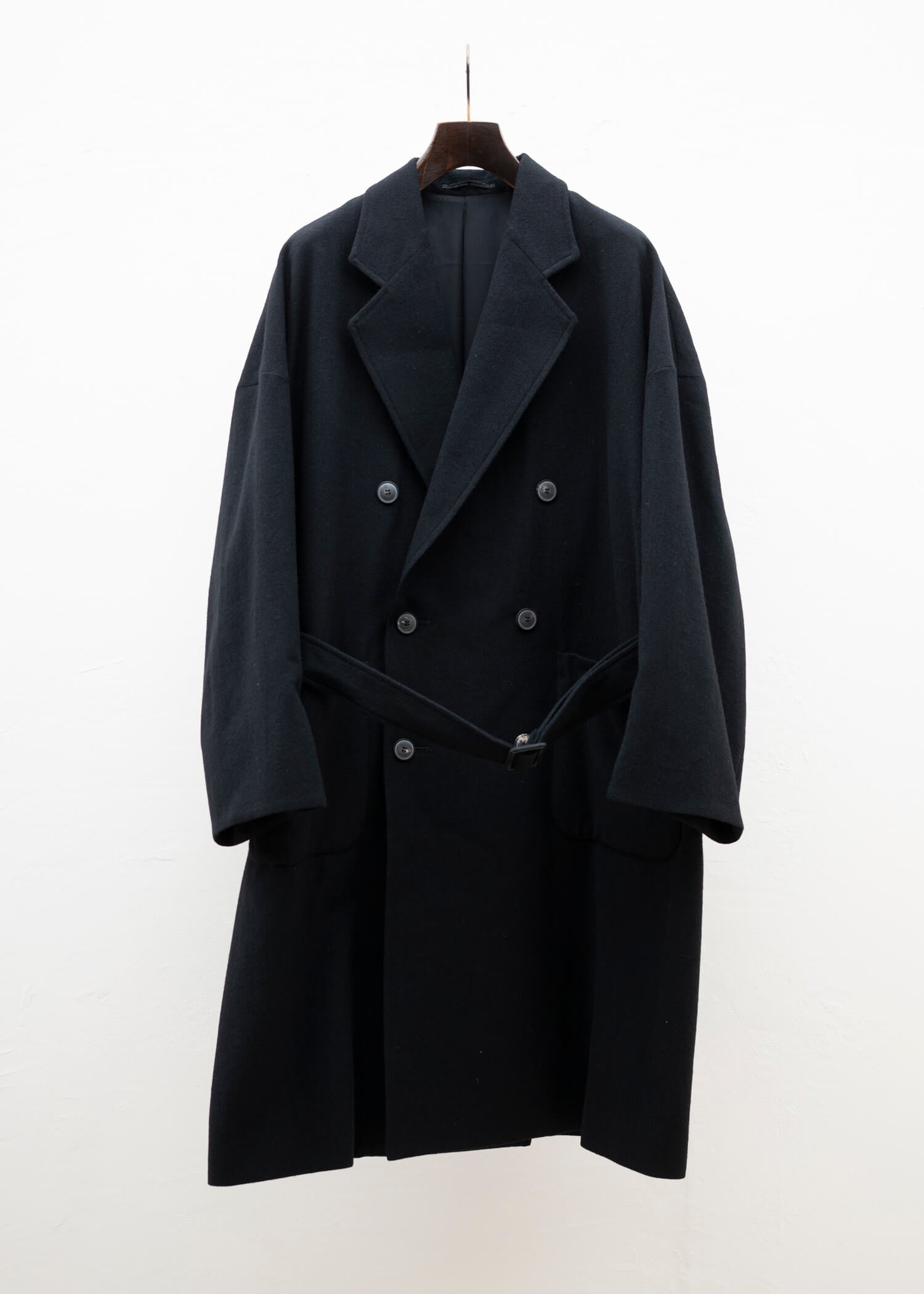 YOKO SAKAMOTO TWEED DOUBLE BREASTED COAT / BLACK