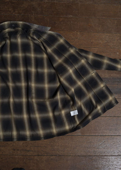 Taiga Takahashi Lot.101 Open Collar Shirt BLEACHED BEIGE PLAID
