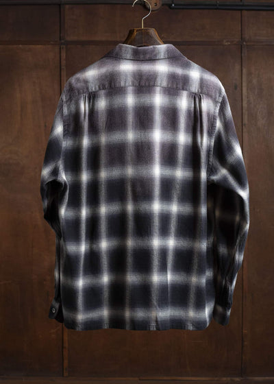 Taiga Takahashi Lot.101-Gray Plaid Open Collar Shirt BLEACHED GRAY PLAID