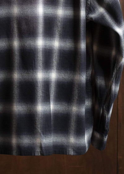 Taiga Takahashi Lot.101-Gray Plaid Open Collar Shirt BLEACHED GRAY PLAID