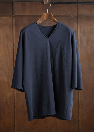 Jurgen Lehl D-pocket V-neck pullover, navy blue J0152UBM502-39