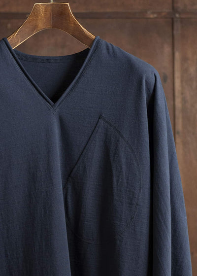 Jurgen Lehl D-pocket V-neck pullover, navy blue J0152UBM502-39