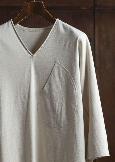 Jurgen Lehl D-pocket V-neck pullover in off-white J0152UBM502-5