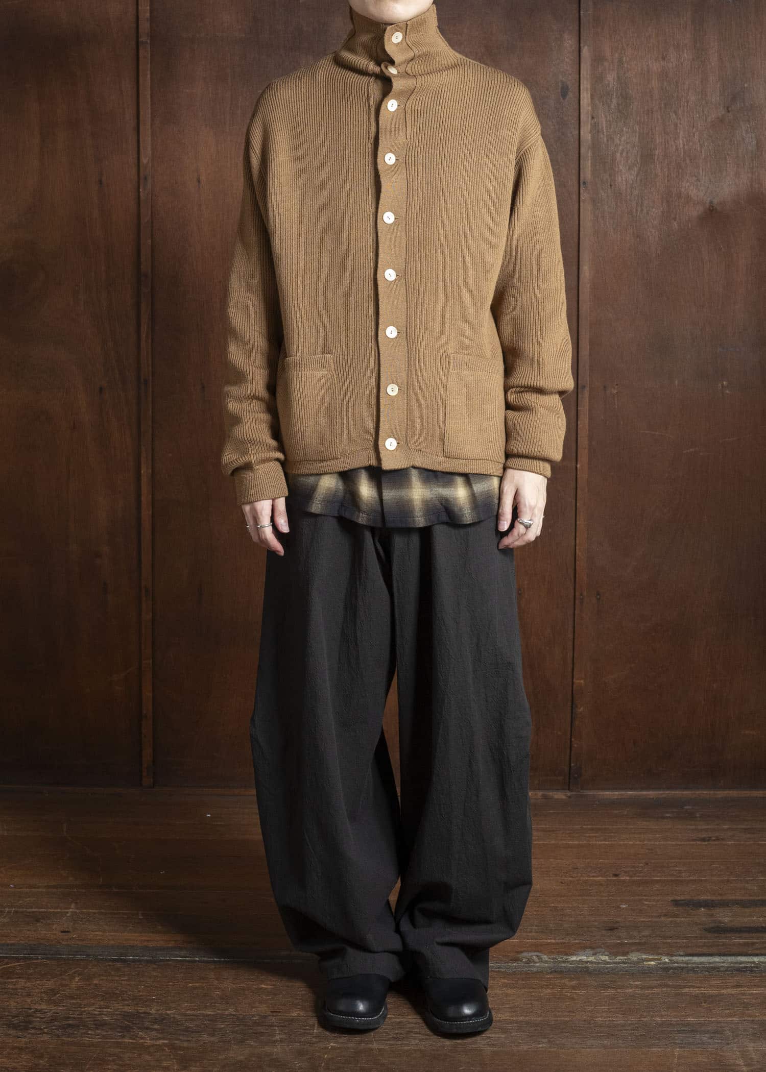 Taiga Takahashi Lot.521 Turtleneck Cardigan CAMEL