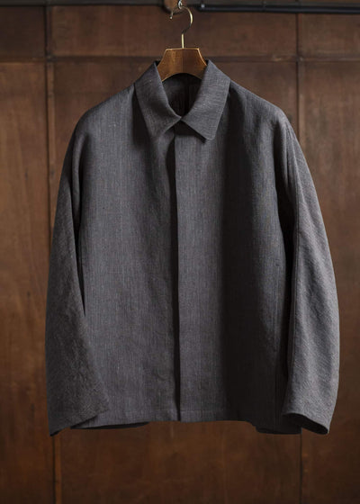 Jurgen Lehl Linen Shrink Short Blouson Black Brown J0152FJM502-99