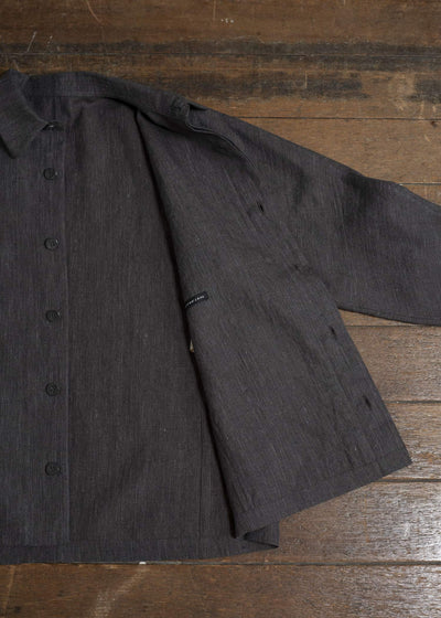 Jurgen Lehl Linen Shrink Short Blouson Black Brown J0152FJM502-99