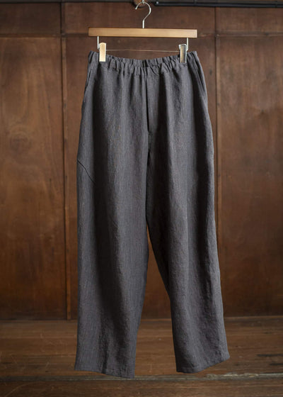 Jurgen Lehl Linen Shrink Long Pants Black Brown J0152FPM503-99