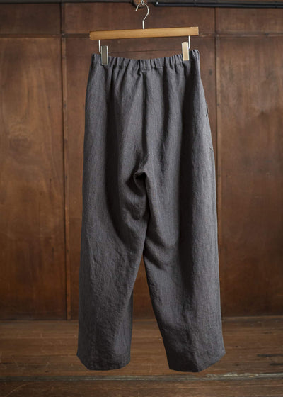 Jurgen Lehl Linen Shrink Long Pants Black Brown J0152FPM503-99