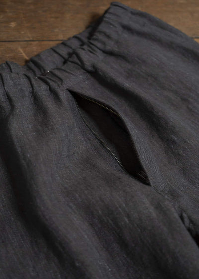 Jurgen Lehl Linen Shrink Long Pants Black Brown J0152FPM503-99