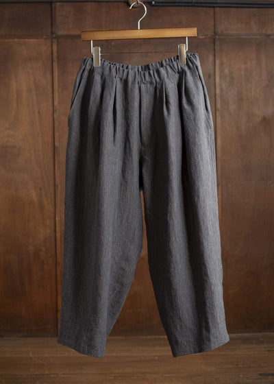 Jurgen Lehl Linen Shrink Cropped Pants Black Brown J0152FPM504-99