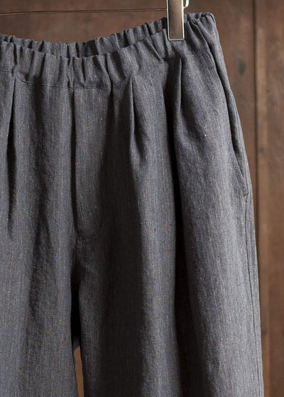 Jurgen Lehl Linen Shrink Cropped Pants Black Brown J0152FPM504-99