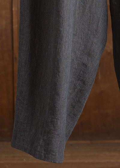 Jurgen Lehl Linen Shrink Cropped Pants Black Brown J0152FPM504-99