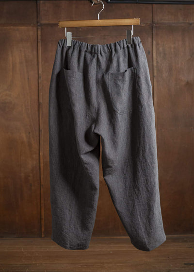 Jurgen Lehl Linen Shrink Cropped Pants Black Brown J0152FPM504-99