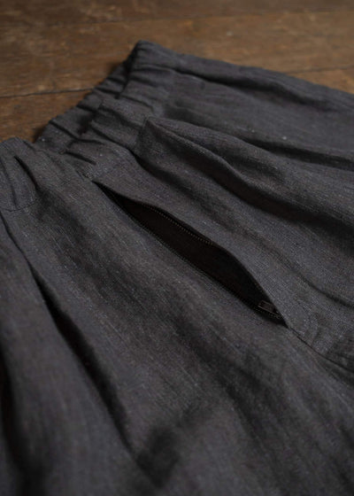 Jurgen Lehl Linen Shrink Cropped Pants Black Brown J0152FPM504-99