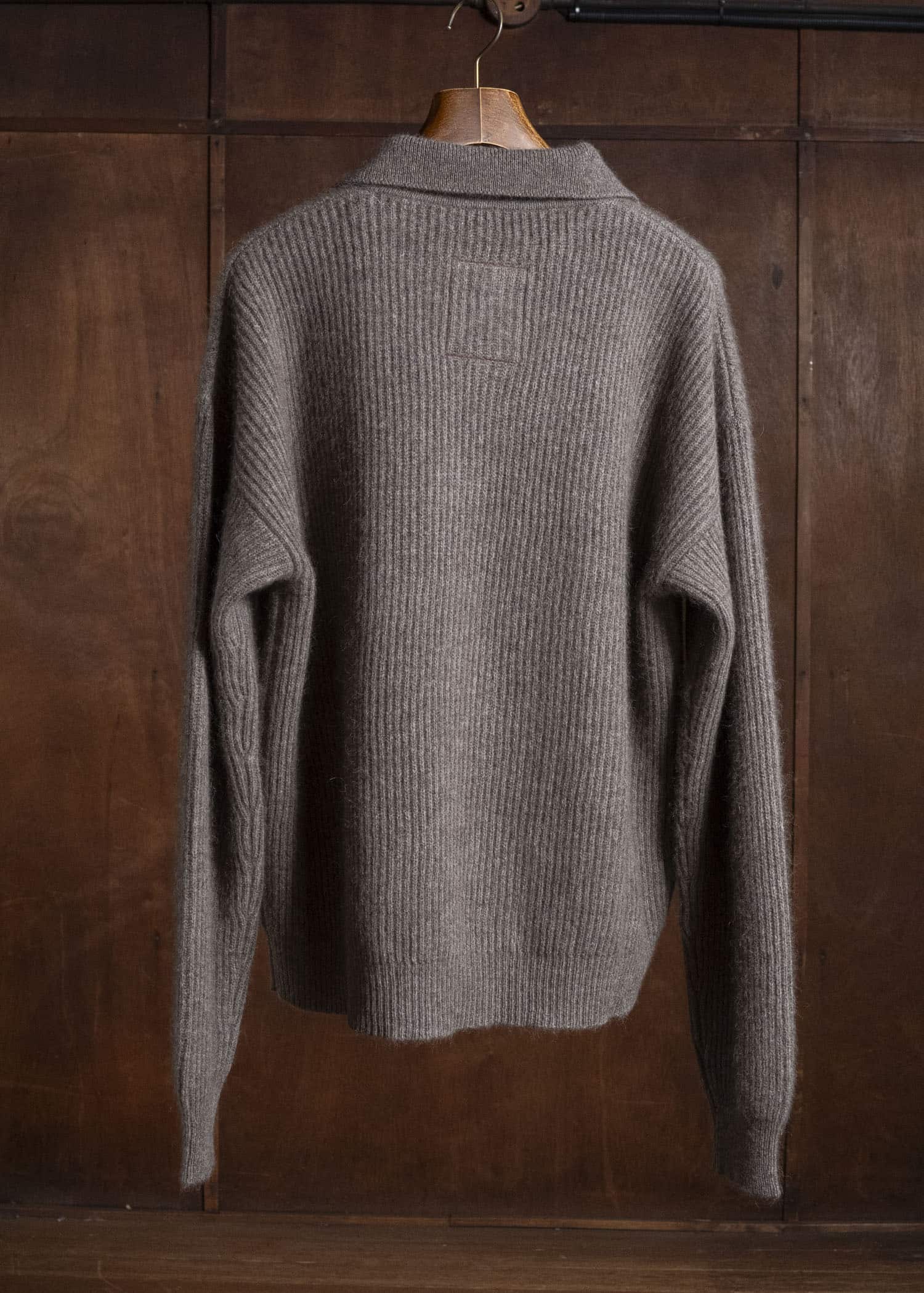 UMA WANG UK7565 LONG SLEEVE POLO uw600 - brown