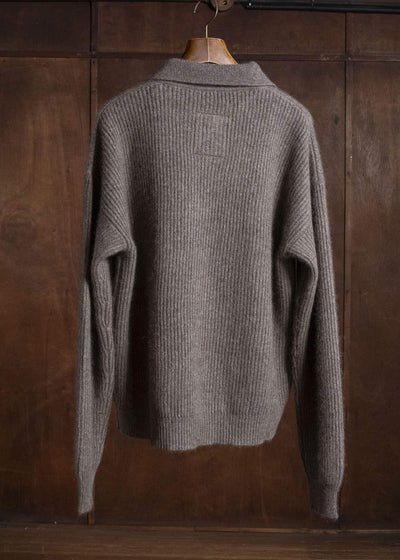 UMA WANG UK7565 LONG SLEEVE POLO uw600 - brown