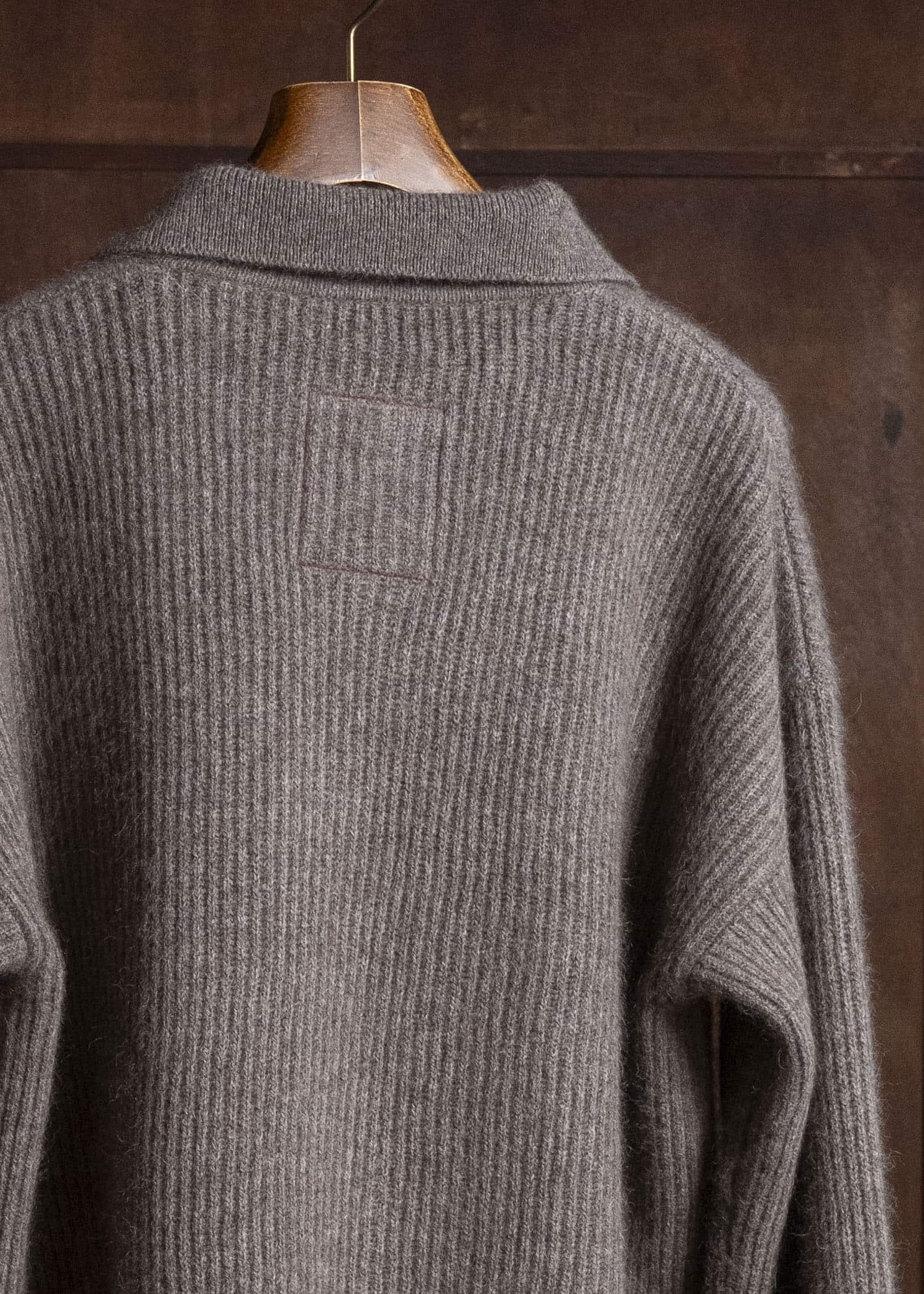 UMA WANG UK7565 LONG SLEEVE POLO uw600 - brown