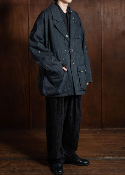 ZIGGY CHEN Oversized Denim Jacket Vintage Black 0M2430903