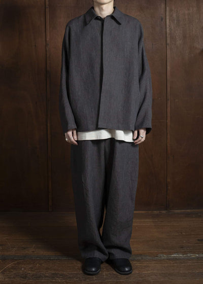 Jurgen Lehl Linen Shrink Long Pants Black Brown J0152FPM503-99