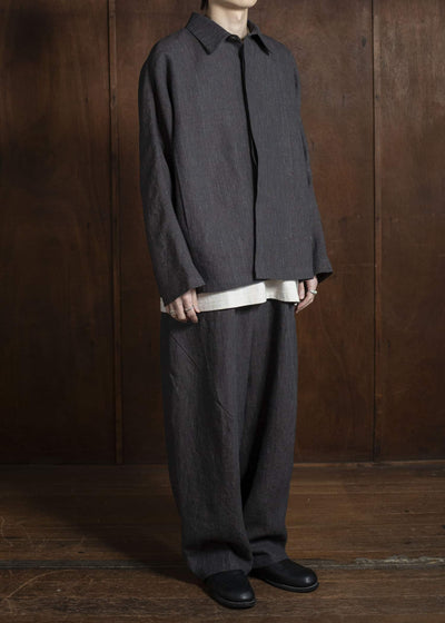 Jurgen Lehl Linen Shrink Long Pants Black Brown J0152FPM503-99