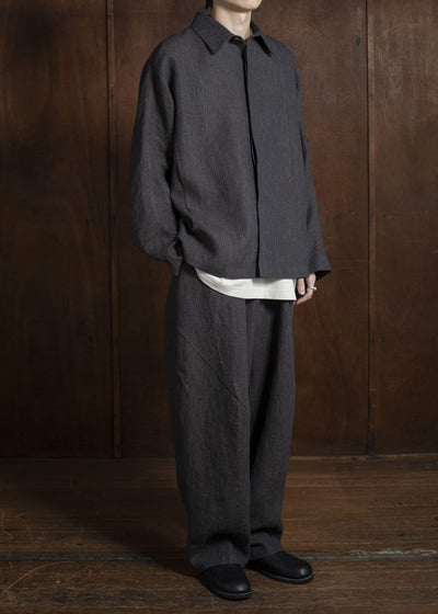 Jurgen Lehl Linen Shrink Short Blouson Black Brown J0152FJM502-99