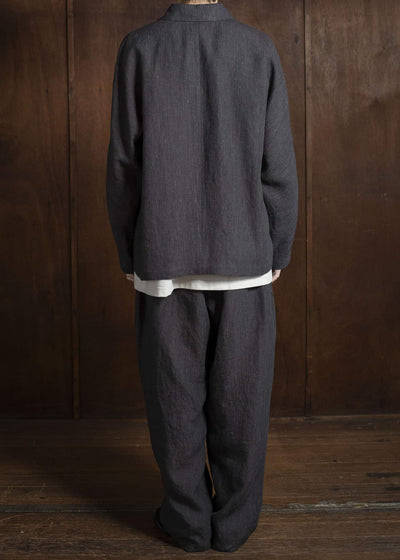 Jurgen Lehl Linen Shrink Short Blouson Black Brown J0152FJM502-99