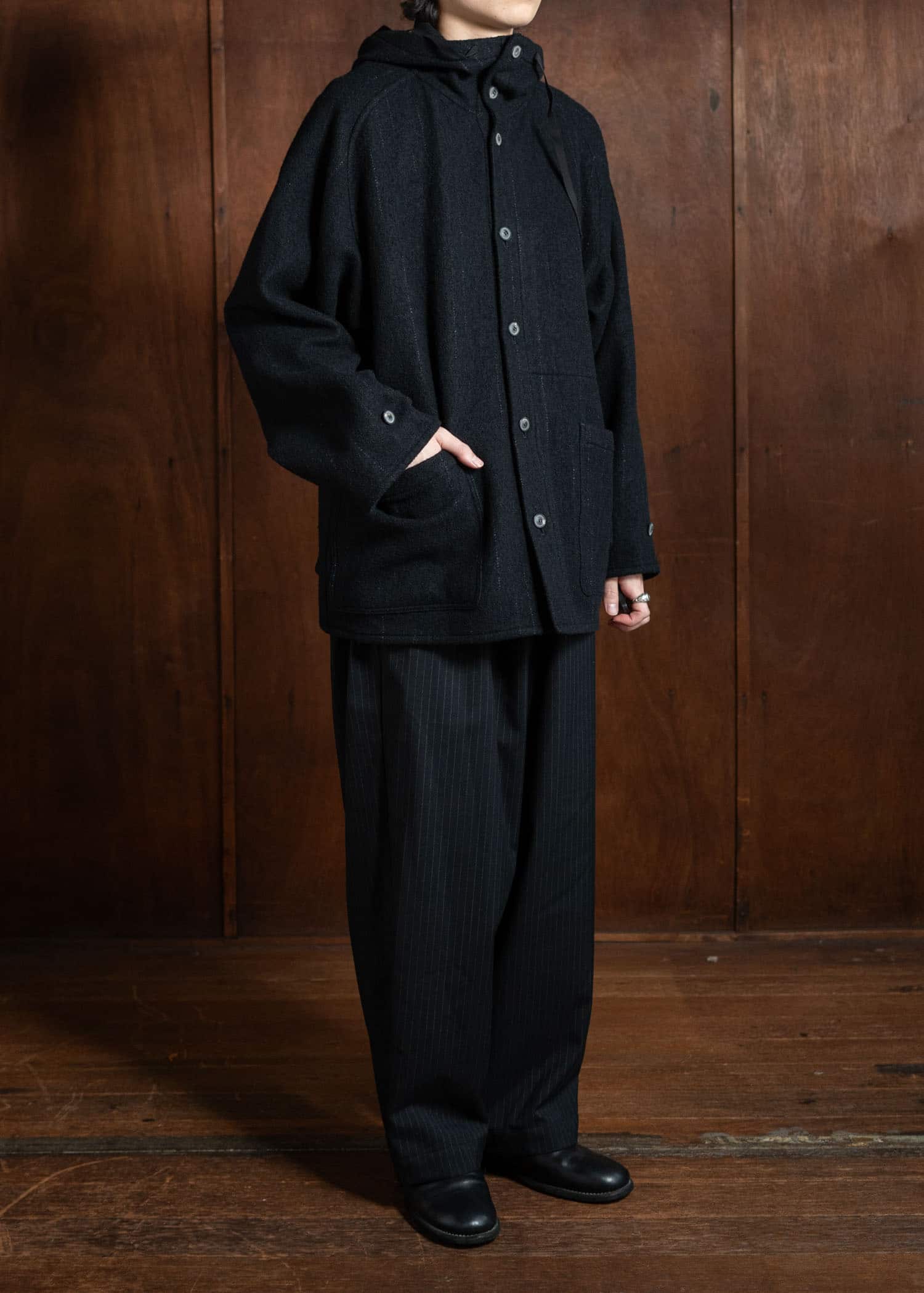 YOKO SAKAMOTO Brushed Wool Wide Pants Stripe YS-24AW-36-Stripe