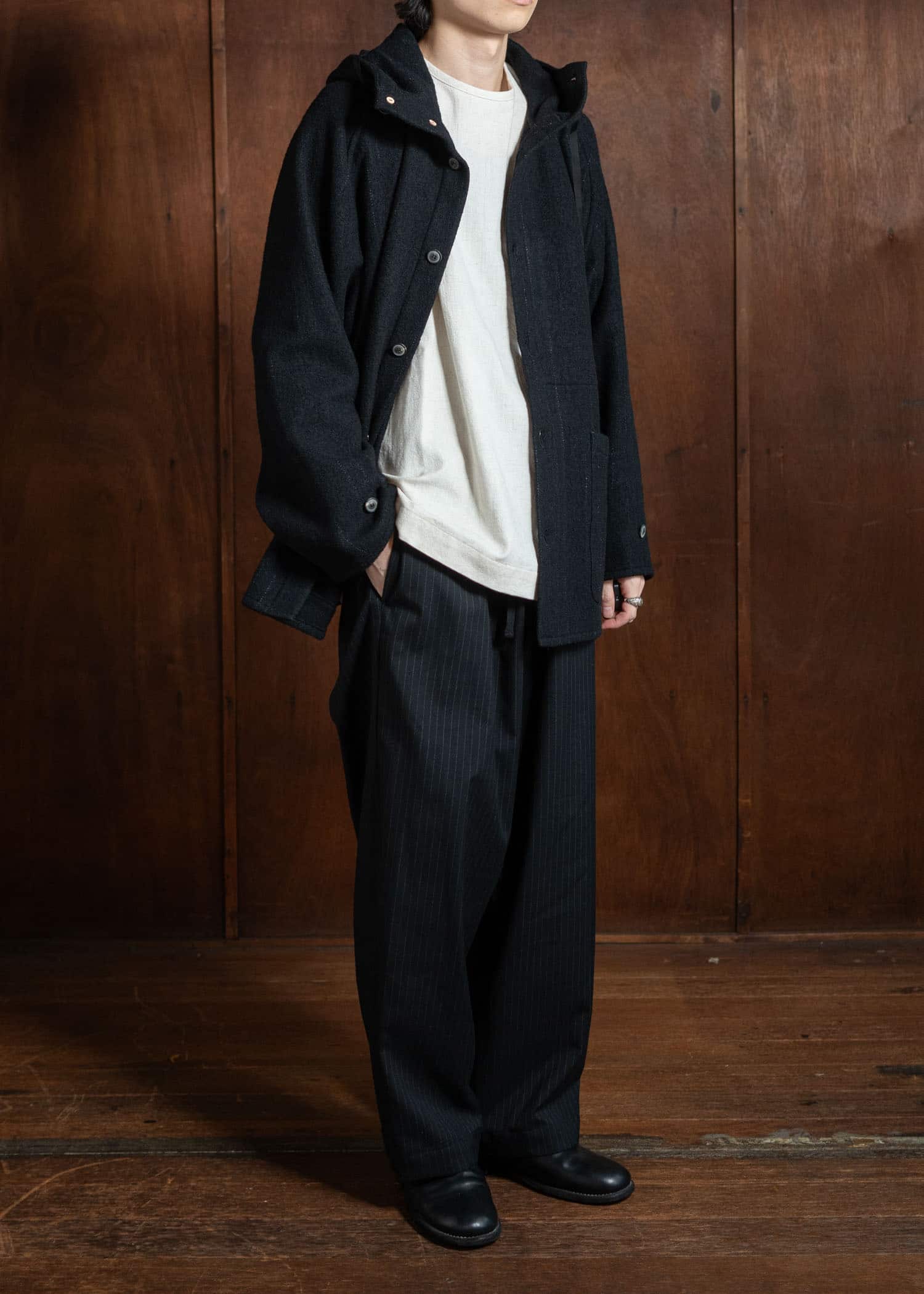 YOKO SAKAMOTO Brushed Wool Wide Pants Stripe YS-24AW-36-Stripe