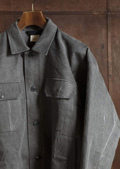 JAN-JAN VAN ESSCHE JACKET#64 DENIM STYLE WORKWEAR JACKET WITH YOKE, UNLINED Cotton Hemp Denim | Sumi Kakishibu