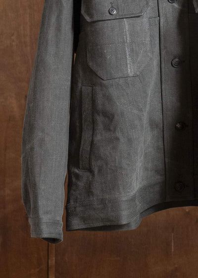 JAN-JAN VAN ESSCHE JACKET#64 DENIM STYLE WORKWEAR JACKET WITH YOKE, UNLINED Cotton Hemp Denim | Sumi Kakishibu