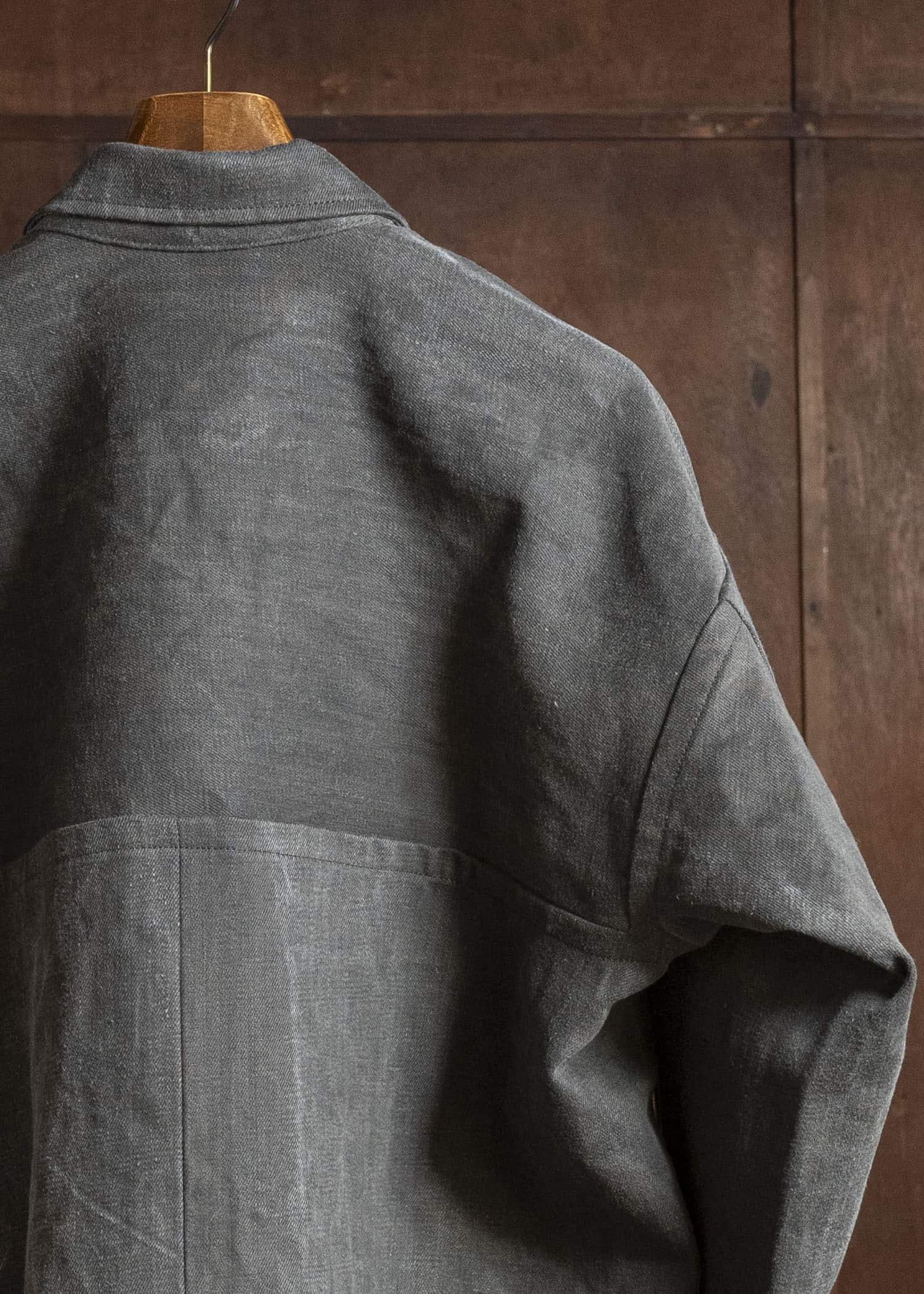 JAN-JAN VAN ESSCHE JACKET#64 DENIM STYLE WORKWEAR JACKET WITH YOKE, UNLINED Cotton Hemp Denim | Sumi Kakishibu
