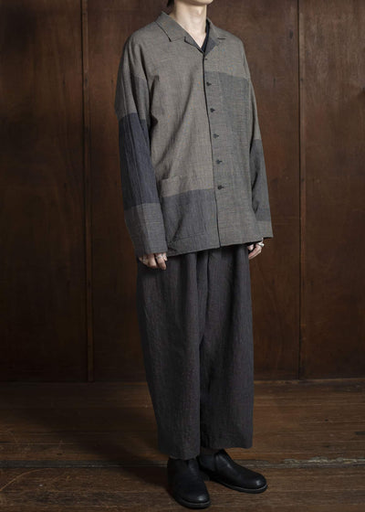 Jurgen Lehl Linen Shrink Cropped Pants Black Brown J0152FPM504-99