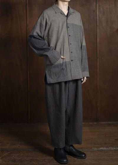 Jurgen Lehl Linen Shrink Cropped Pants Black Brown J0152FPM504-99