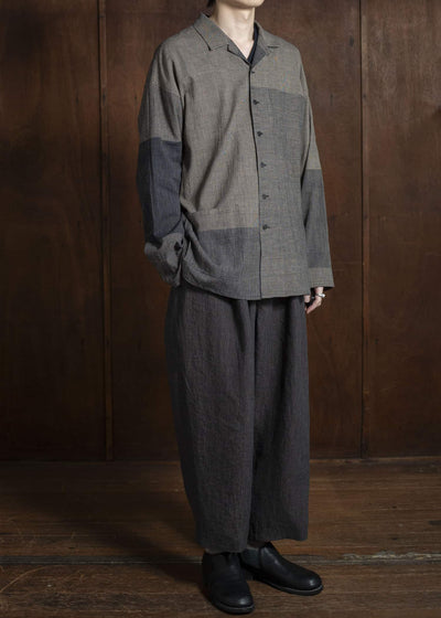 Jurgen Lehl Linen Shrink Cropped Pants Black Brown J0152FPM504-99