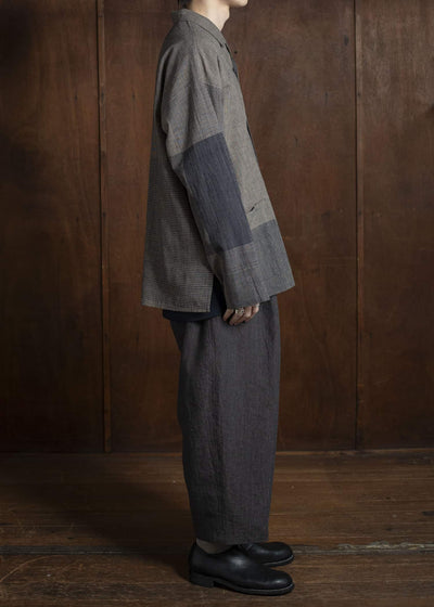 Jurgen Lehl Linen Shrink Cropped Pants Black Brown J0152FPM504-99