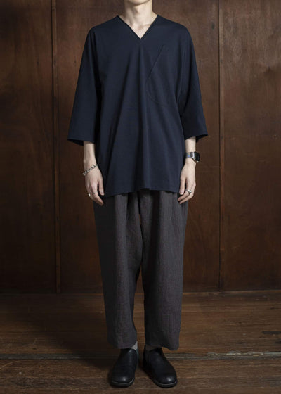 Jurgen Lehl D-pocket V-neck pullover, navy blue J0152UBM502-39