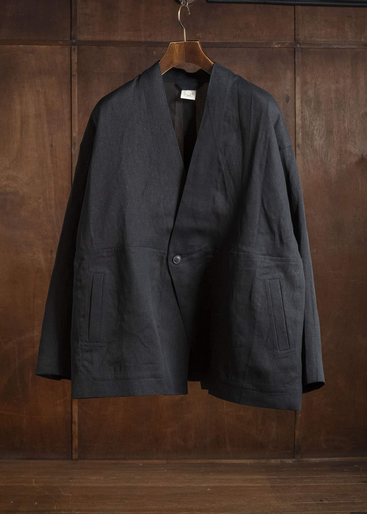 JAN-JAN VAN ESSCHE JACKET#63 OVERSIZED BLAZER WITH JET POCKETS, UNLINED｜PAPER SHEER TWILL Black
