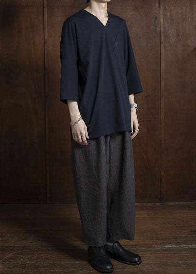 Jurgen Lehl D-pocket V-neck pullover, navy blue J0152UBM502-39