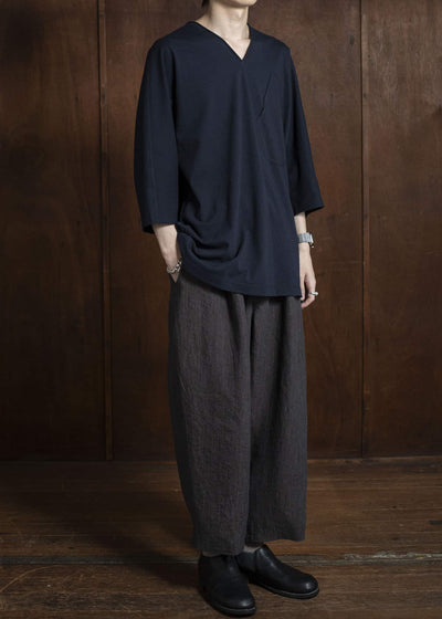 Jurgen Lehl D-pocket V-neck pullover, navy blue J0152UBM502-39