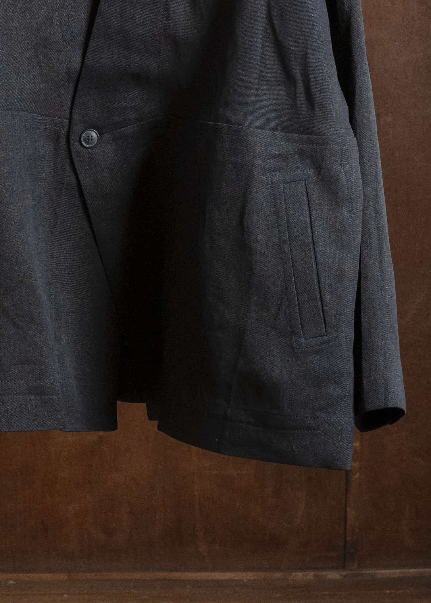 JAN-JAN VAN ESSCHE JACKET#63 OVERSIZED BLAZER WITH JET POCKETS, UNLINED｜PAPER SHEER TWILL Black