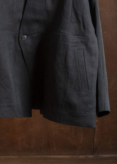 JAN-JAN VAN ESSCHE JACKET#63 OVERSIZED BLAZER WITH JET POCKETS, UNLINED｜PAPER SHEER TWILL Black