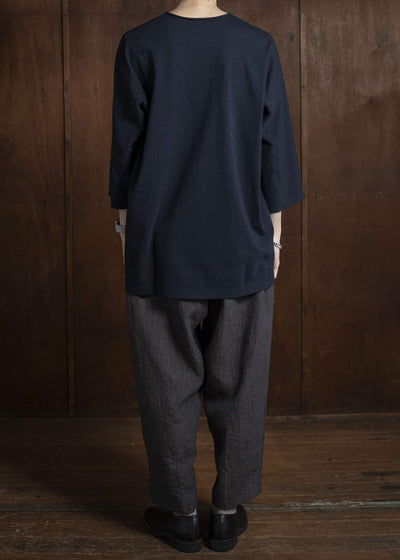 Jurgen Lehl D-pocket V-neck pullover, navy blue J0152UBM502-39